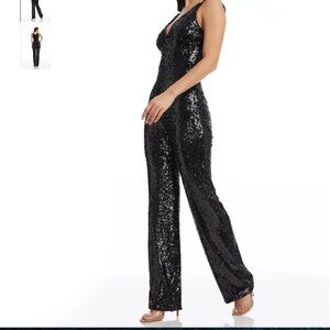 Dress the Population Charlie Black Sequin Jumpsuit - XL